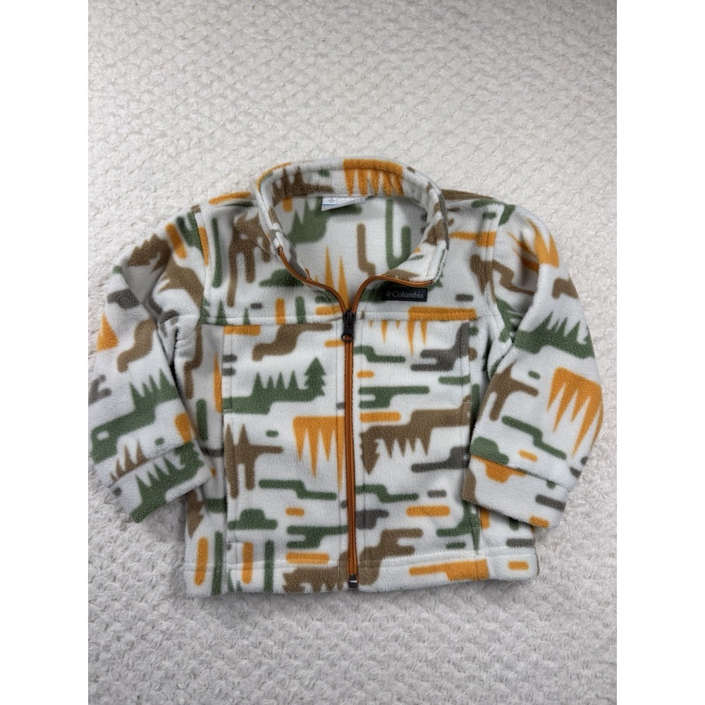 Columbia Unisex Baby Toddler Fleece Jacket, Full Zip, 2T, Camo Geometric